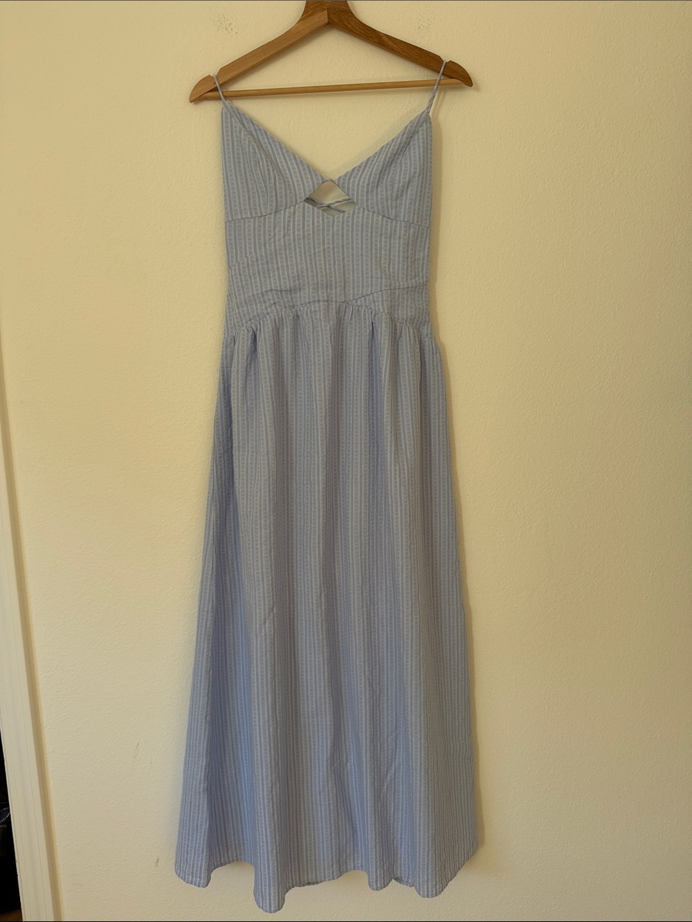 Sabo Skirt Kassi Stripe Maxi Sundress Dress Size 4 Light Blue Tie Back Coastal - Picture 2 of 13